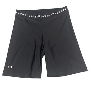 Under Armour Black Women's Mid-Thigh Bike Shorts with Logo Waistband